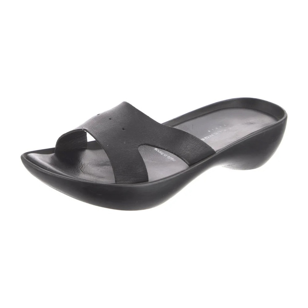 Vintage Sport Slide Sandals by Robert Clergerie, Black Leather